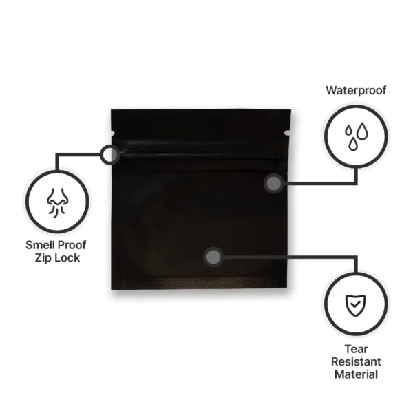 Mylar Bags 7x7cm (Black / Clear) - 1g - Image 2